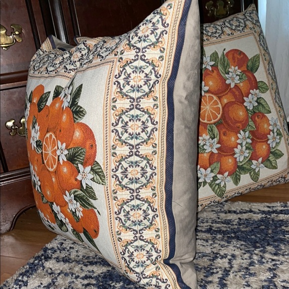 Large Orange Decorative Pillow Set - Picture 2 of 7
